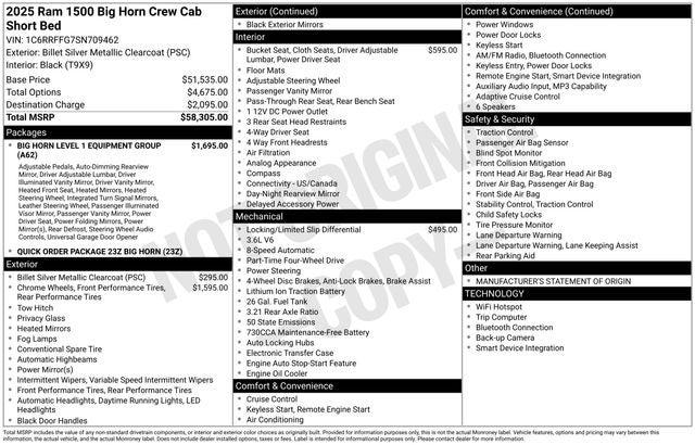 2025 RAM Ram 1500 RAM 1500 BIG HORN CREW CAB 4X4 57 BOX 2025 RAM Ram 1500 RAM 1500 BIG HORN CREW CAB 4X4 57 BOX