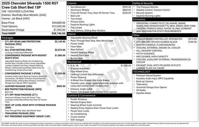 2020 Chevrolet Silverado 1500 4WD Crew Cab Short Bed RST 2020 Chevrolet Silverado 1500 4WD Crew Cab Short Bed RST