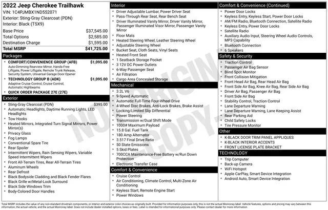 2022 Jeep Cherokee Trailhawk 4x4 2022 Jeep Cherokee Trailhawk 4x4