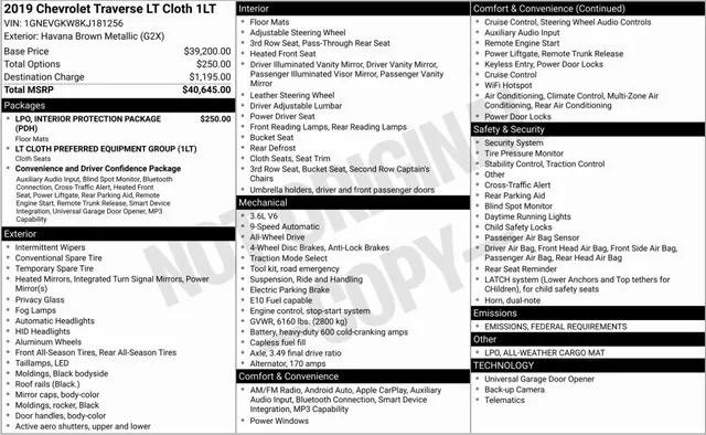 2019 Chevrolet Traverse 1LT 2019 Chevrolet Traverse 1LT