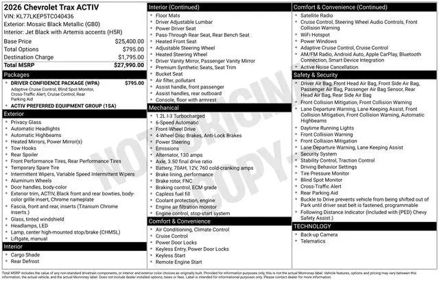 2026 Chevrolet Trax FWD ACTIV