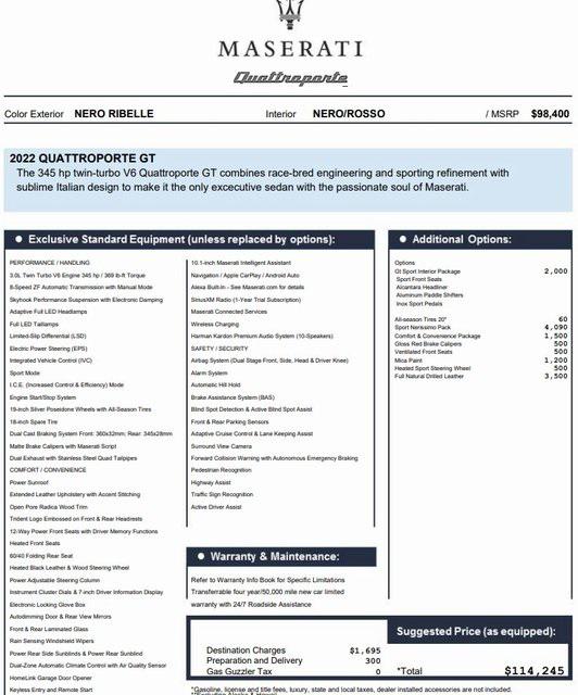 2022 Maserati Quattroporte GT 2022 Maserati Quattroporte GT