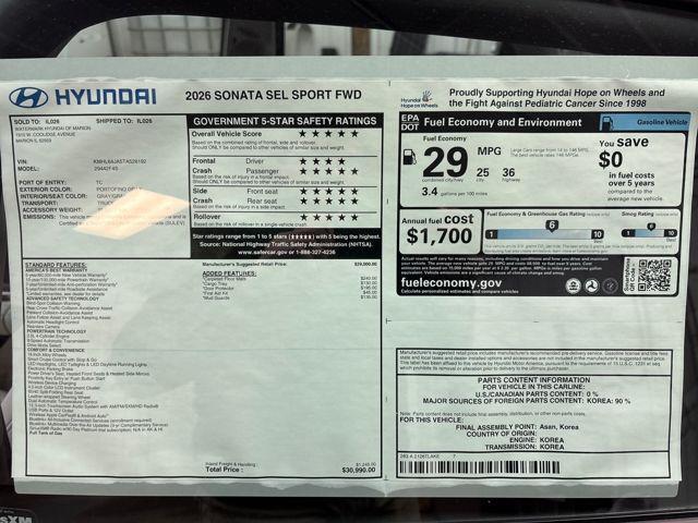 2026 Hyundai Sonata SEL Sport