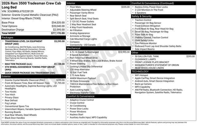 2026 RAM Ram 3500 RAM 3500 TRADESMAN CREW CAB 4X4 8 BOX