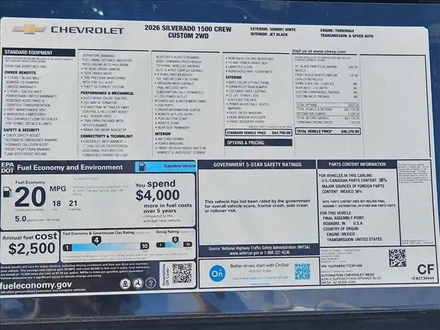2026 Chevrolet Silverado 1500 2WD Crew Cab Short Bed Custom