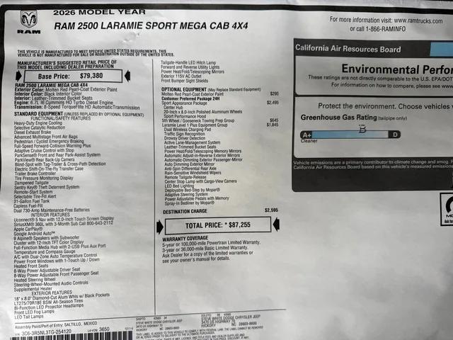 2026 Ram 2500 Laramie Mega Cab 4x4 6'4" Box