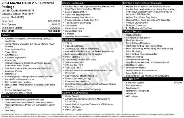 2024 Mazda CX-30 2.5 S Preferred Package