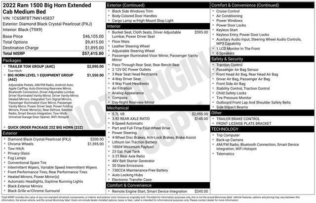 2022 RAM 1500 Big Horn Quad Cab 4x4 64 Box