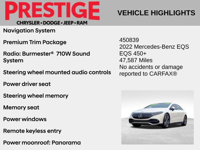 2022 Mercedes-Benz EQS 450+ Sedan 450 2022 Mercedes-Benz EQS 450+ Sedan 450