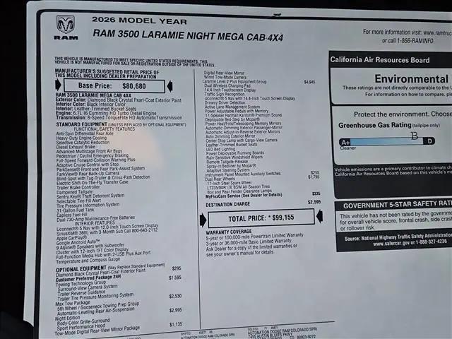 2026 Ram 3500 Laramie Mega Cab 4x4 6'4" Box