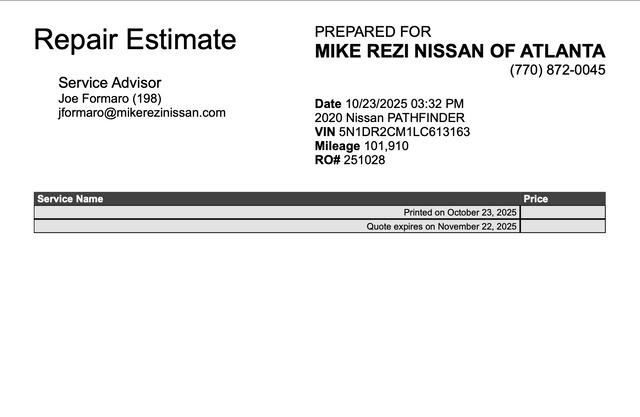 2020 Nissan Pathfinder SL 4WD