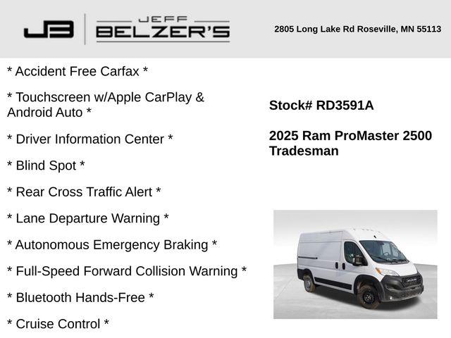 2025 RAM ProMaster 2500 Cargo Van Tradesman High Roof 136 WB w/Pass Seat 2025 RAM ProMaster 2500 Cargo Van Tradesman High Roof 136 WB w/Pass Seat