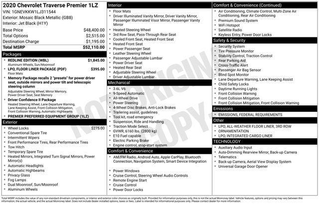 2020 Chevrolet Traverse AWD Premier 2020 Chevrolet Traverse AWD Premier