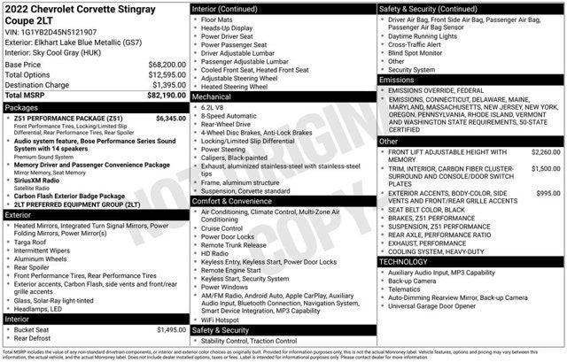 2022 Chevrolet Corvette Stingray RWD Coupe 2LT