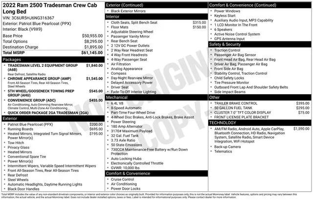 2022 RAM 2500 Tradesman Crew Cab 4x4 8 Box