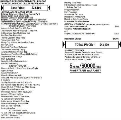2026 Jeep Wrangler WRANGLER 4-DOOR SPORT