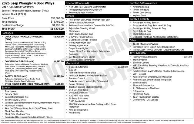 2026 Jeep Wrangler 4-Door Willys 4x4