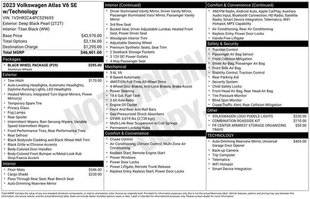 2023 Volkswagen Atlas 3.6L V6 SE w/Technology 2023 Volkswagen Atlas 3.6L V6 SE w/Technology