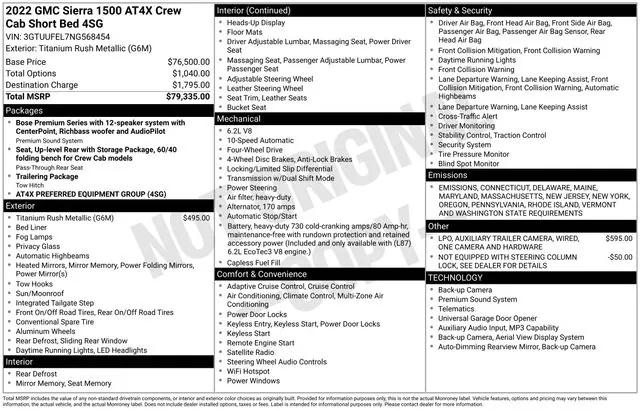 2022 GMC Sierra 1500 4WD Crew Cab Short Box AT4X