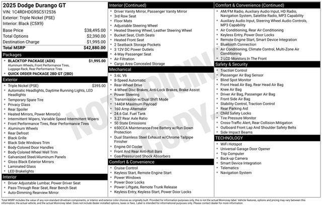 2025 Dodge Durango GT RWD 2025 Dodge Durango GT RWD
