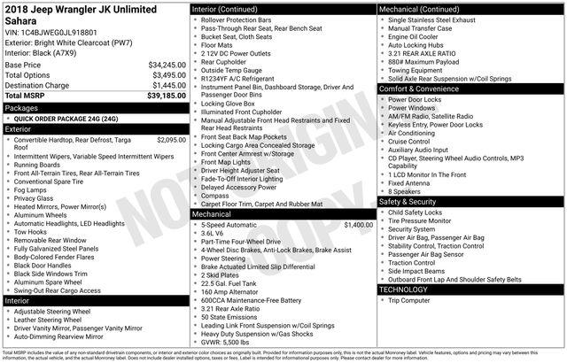 2018 Jeep Wrangler JK Unlimited Sahara 4x4 2018 Jeep Wrangler JK Unlimited Sahara 4x4