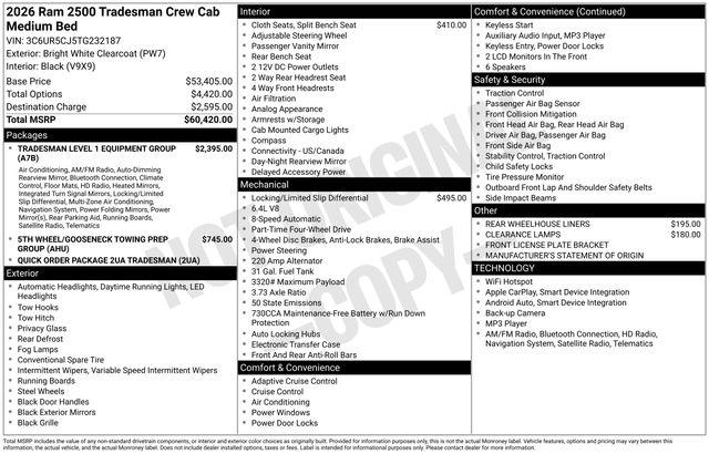 2026 Ram 2500 Tradesman Crew Cab 4x4 6'4" Box