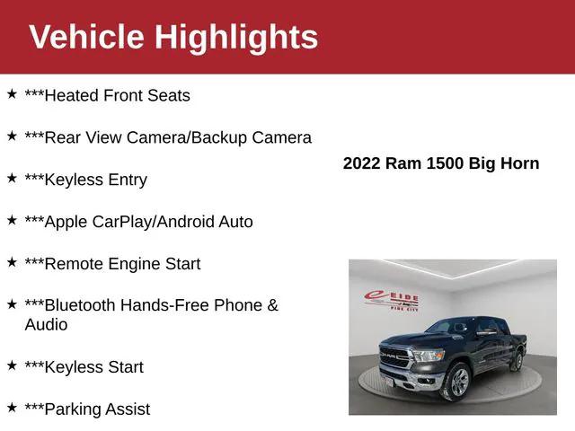 2022 RAM 1500 Big Horn Crew Cab 4x4 57 Box 2022 RAM 1500 Big Horn Crew Cab 4x4 57 Box