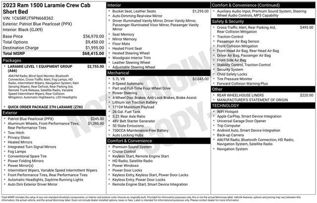 2023 RAM 1500 Laramie Crew Cab 4x4 57 Box 2023 RAM 1500 Laramie Crew Cab 4x4 57 Box