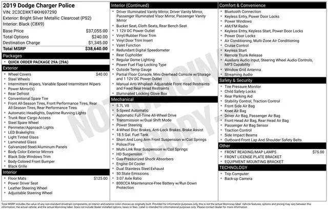 2019 Dodge Charger Police AWD 2019 Dodge Charger Police AWD