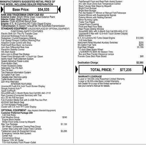 2026 RAM Ram 3500 RAM 3500 TRADESMAN CREW CAB 4X4 8 BOX