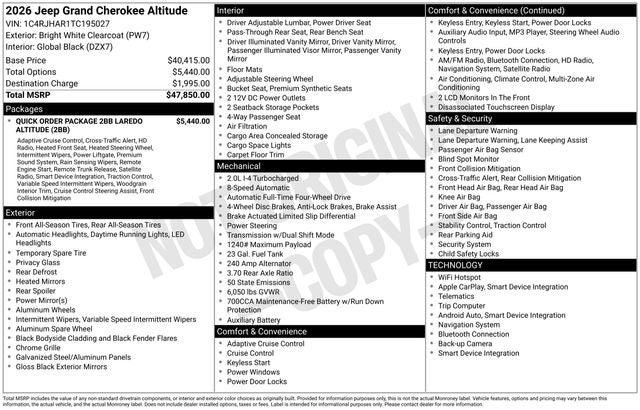 2026 Jeep Grand Cherokee Altitude 4x4
