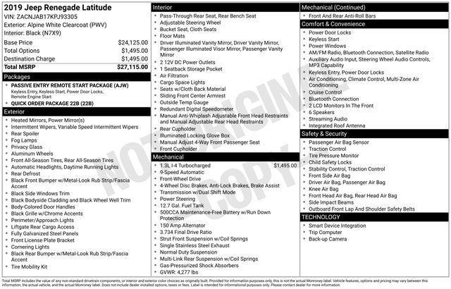 2019 Jeep Renegade Latitude FWD 2019 Jeep Renegade Latitude FWD