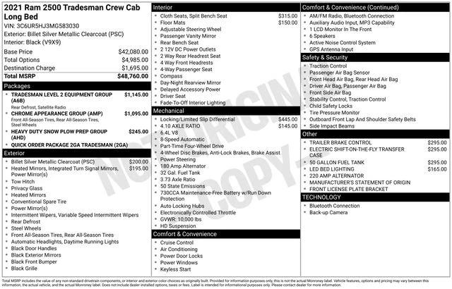 2021 RAM 2500 Tradesman Crew Cab 4x4 8 Box 2021 RAM 2500 Tradesman Crew Cab 4x4 8 Box