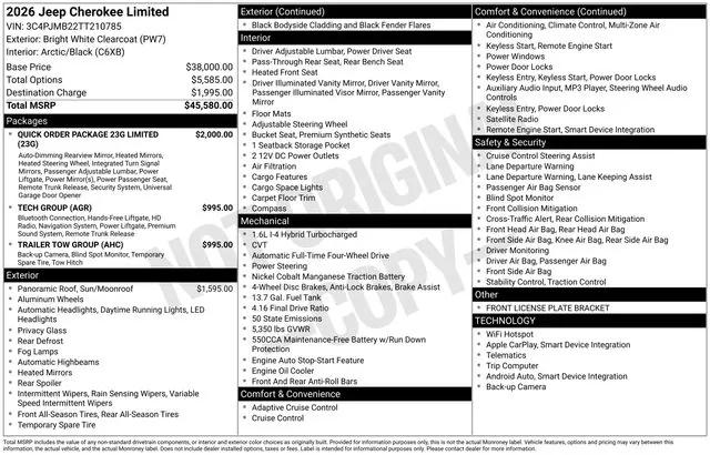 2026 Jeep Cherokee CHEROKEE LIMITED 4X4