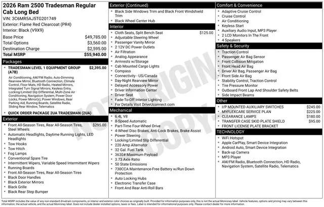 2026 Ram 2500 Tradesman Regular Cab 4x4 8 Box