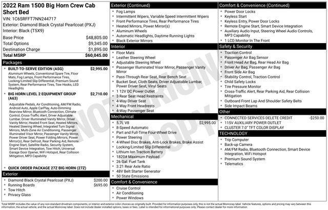 2022 RAM 1500 Big Horn Crew Cab 4x4 57 Box 2022 RAM 1500 Big Horn Crew Cab 4x4 57 Box