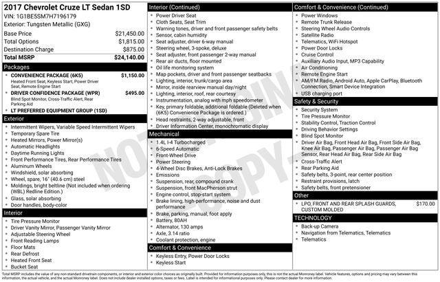 2017 Chevrolet Cruze LT Auto 2017 Chevrolet Cruze LT Auto