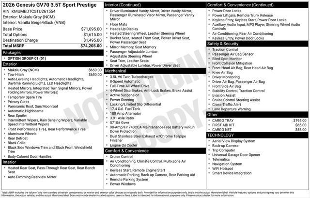 2026 Genesis GV70 3.5T Sport Prestige