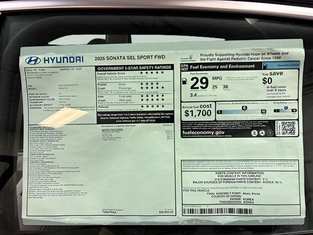 2026 Hyundai Sonata SEL Sport