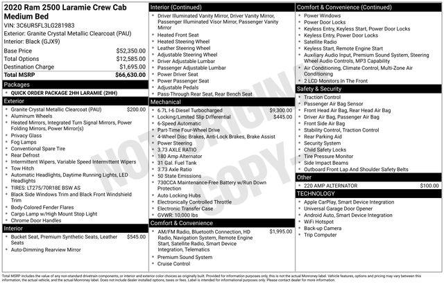 2020 RAM 2500 Laramie Crew Cab 4X4 64 Box 2020 RAM 2500 Laramie Crew Cab 4X4 64 Box