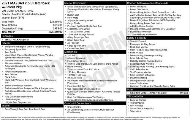 2021 Mazda Mazda3 Hatchback Select 2021 Mazda Mazda3 Hatchback Select