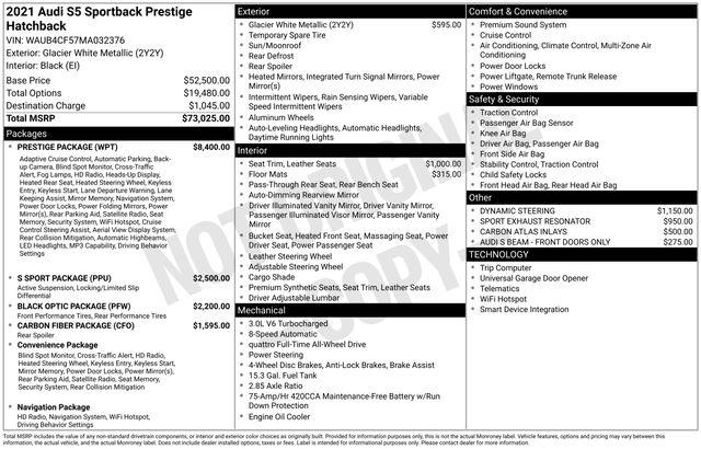 2021 Audi S5 Sportback Prestige TFSI quattro Tiptronic 2021 Audi S5 Sportback Prestige TFSI quattro Tiptronic