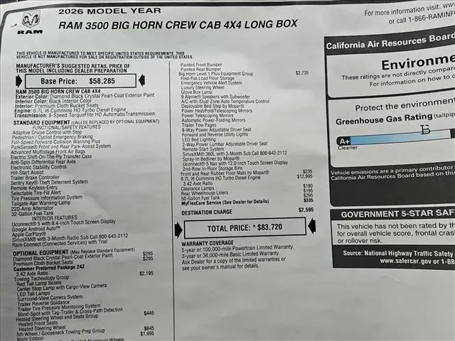 2026 Ram 3500 Big Horn Crew Cab 4x4 8' Box