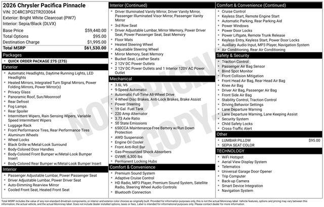 2026 Chrysler Pacifica Pinnacle AWD