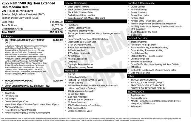 2022 RAM 1500 Big Horn Quad Cab 4x4 64 Box 2022 RAM 1500 Big Horn Quad Cab 4x4 64 Box