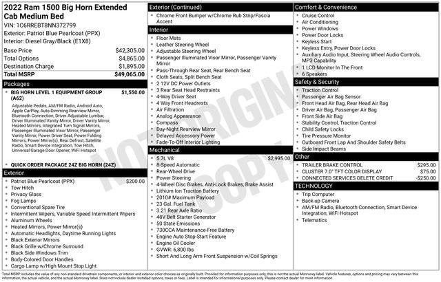2022 RAM 1500 Big Horn Quad Cab 4x2 64 Box 2022 RAM 1500 Big Horn Quad Cab 4x2 64 Box