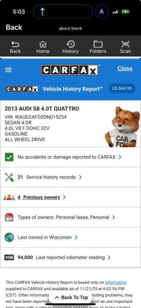 2013 Audi S8 4.0T