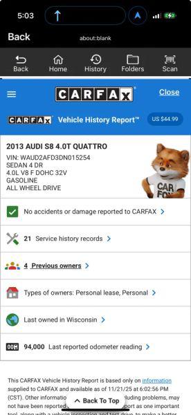 2013 Audi S8 4.0T