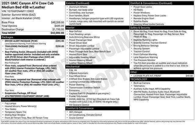 2021 GMC Canyon 4WD Crew Cab Short Box AT4 - Leather 2021 GMC Canyon 4WD Crew Cab Short Box AT4 - Leather