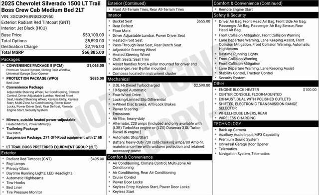 2025 Chevrolet Silverado 1500 4WD Crew Cab Standard Bed LT Trail Boss 2025 Chevrolet Silverado 1500 4WD Crew Cab Standard Bed LT Trail Boss